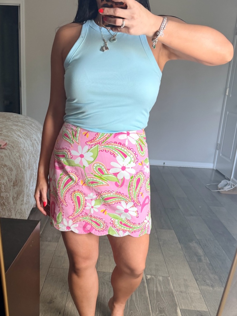 Vintage Lilly Pulitzer floral Paisley Pink Skirt sz 6